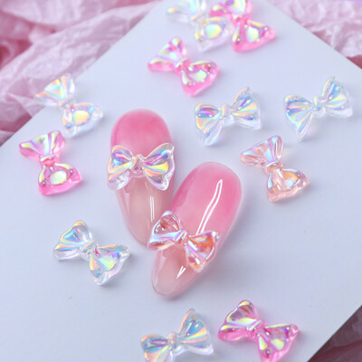 30 kom. Kawaii Aurora vrpca s mašnom za nokte Privjesci za nokte sa kamenčićima Dekoracija Sjajna prozirna mašna za nokte Dodaci za manikuru
