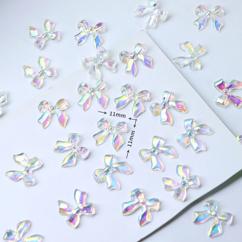 30 kom. Kawaii Aurora vrpca s mašnom za nokte Privjesci za nokte sa kamenčićima Dekoracija Sjajna prozirna mašna za nokte Dodaci za manikuru