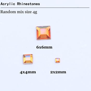 Στρας FlatBack Τετράγωνο 2mm 4mm 6mm Μικτά Μεγέθη 4g Περίπου 180τμχ Για Χειροτεχνίες Scrapbooking Ρούχα DIY Διακόσμηση νυχιών