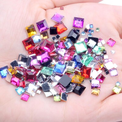 Rhinestones FlatBack Square 2mm 4mm 6mm Mješovite veličine 4g Oko 180 komada Za rukotvorine Scrapbooking DIY Odjeća Nail Art Decoration