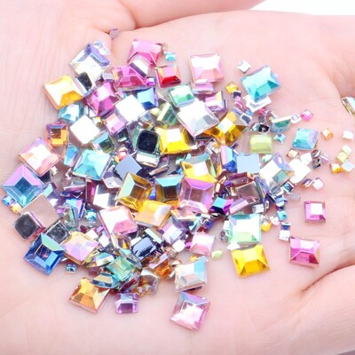 Rhinestones FlatBack Square 2mm 4mm 6mm Mješovite veličine 4g Oko 180 komada Za rukotvorine Scrapbooking DIY Odjeća Nail Art Decoration