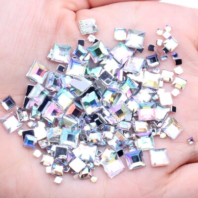 Rhinestones FlatBack Square 2mm 4mm 6mm Mješovite veličine 4g Oko 180 komada Za rukotvorine Scrapbooking DIY Odjeća Nail Art Decoration