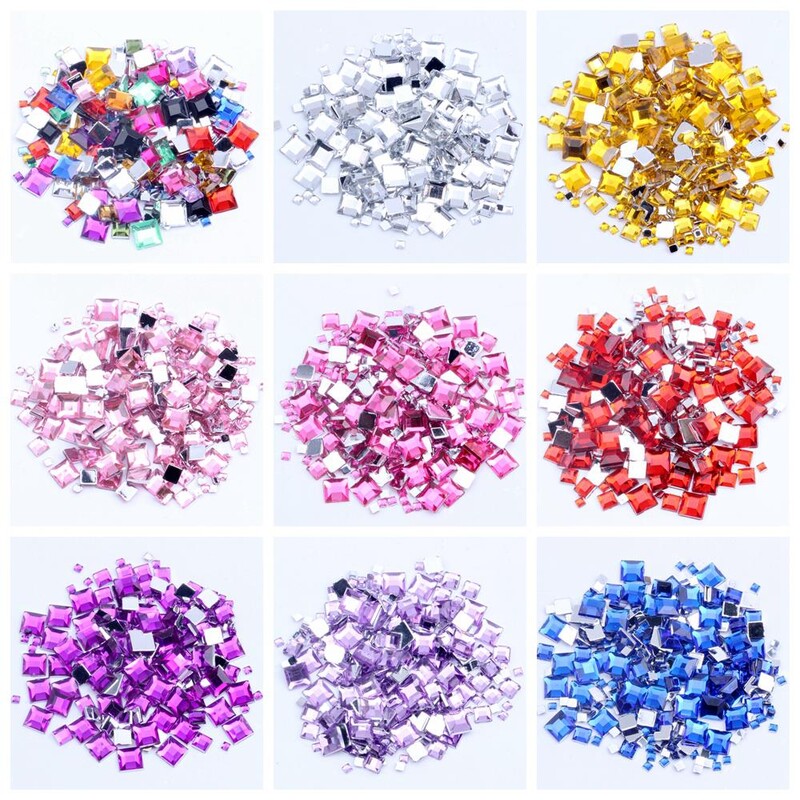 Rhinestones FlatBack Square 2mm 4mm 6mm Mješovite veličine 4g Oko 180 komada Za rukotvorine Scrapbooking DIY Odjeća Nail Art Decoration