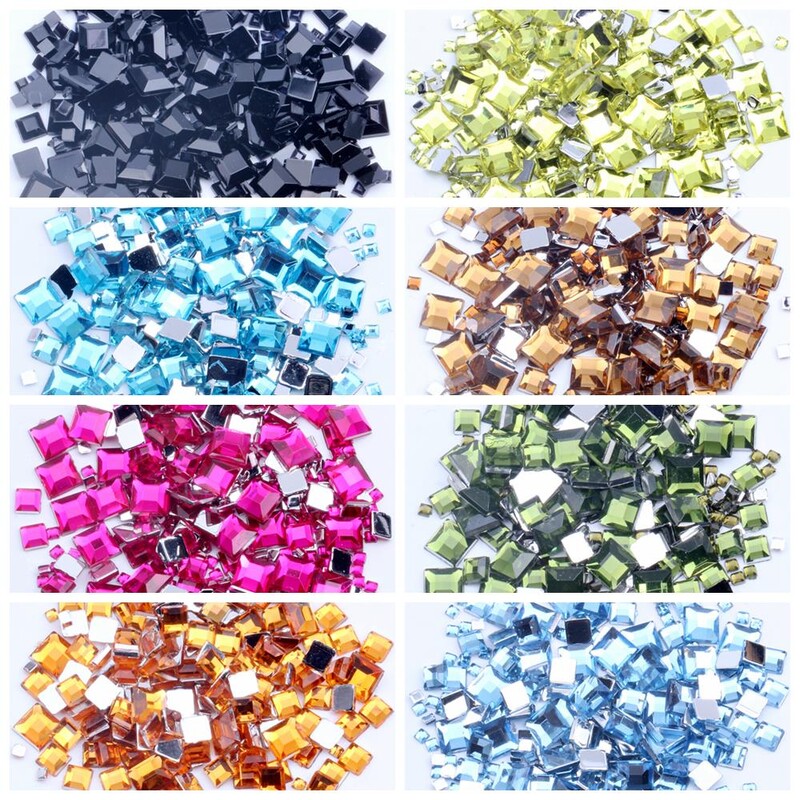 Rhinestones FlatBack Square 2mm 4mm 6mm Mješovite veličine 4g Oko 180 komada Za rukotvorine Scrapbooking DIY Odjeća Nail Art Decoration