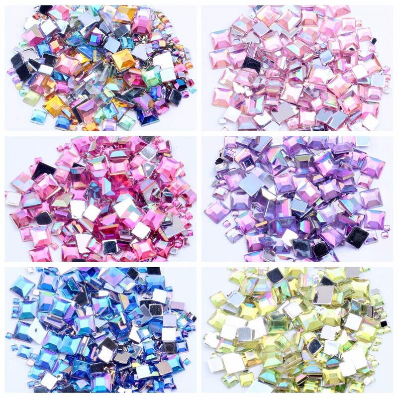 Rhinestones FlatBack Square 2mm 4mm 6mm Mješovite veličine 4g Oko 180 komada Za rukotvorine Scrapbooking DIY Odjeća Nail Art Decoration
