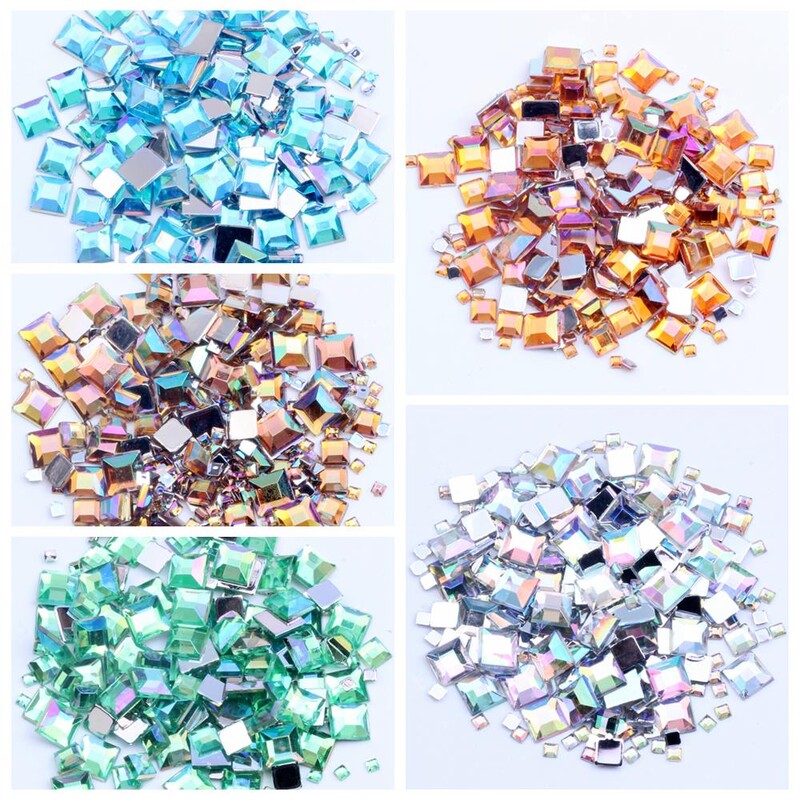 Rhinestones FlatBack Square 2mm 4mm 6mm Mješovite veličine 4g Oko 180 komada Za rukotvorine Scrapbooking DIY Odjeća Nail Art Decoration