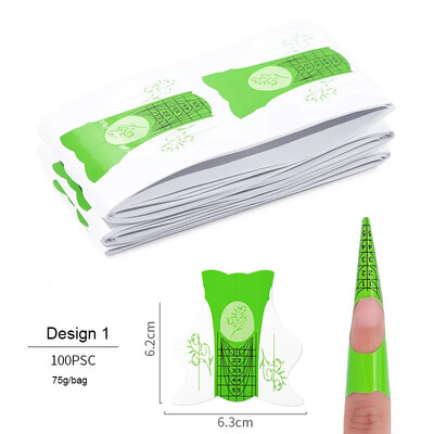 100 vnt./partija Prancūziški nagų formos antgaliai nagų priauginimo dailės įrankiai 39 modeliai akrilo kreivė netikrų nagų dailė „pasidaryk pats“ vadovo formų manikiūro rinkinys