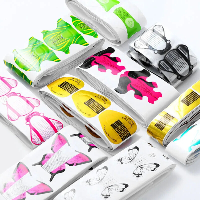 100 vnt./partija Prancūziški nagų formos antgaliai nagų priauginimo dailės įrankiai 39 modeliai akrilo kreivė netikrų nagų dailė „pasidaryk pats“ vadovo formų manikiūro rinkinys