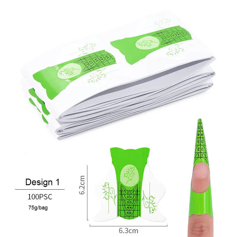 100 vnt./partija Prancūziški nagų formos antgaliai nagų priauginimo dailės įrankiai 39 modeliai akrilo kreivė netikrų nagų dailė „pasidaryk pats“ vadovo formų manikiūro rinkinys