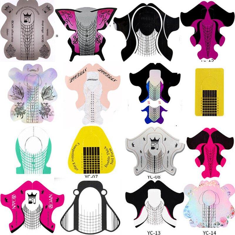 100 komada blistavih francuskih oblika za nokte Samoljepljivi oblici za nadogradnju noktiju Akrilni UV gel vrh gel lak naljepnica Alat za šablone za manikuru