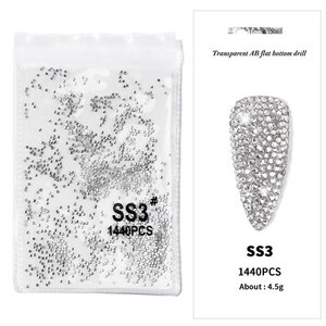 1440 komada svjetlucavih kristala AB/prozirnih dijamanata SS3-SS20 bez hitnih popravka FlatBack Strass Šivanje/tkanina/ukrasi za nokte sa dijamantima