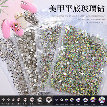 1440 τμχ Glitter Crystal AB/Clear Rhinestones SS3-SS20 Non Hotfix FlatBack Strass Ράψιμο/Ύφασμα/Διακοσμήσεις στρας για νύχια