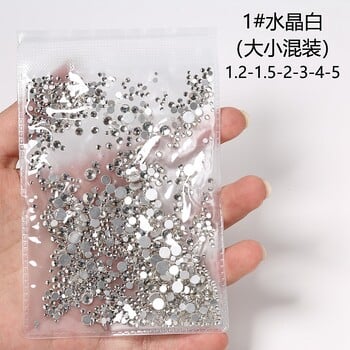 1440 τμχ Glitter Crystal AB/Clear Rhinestones SS3-SS20 Non Hotfix FlatBack Strass Ράψιμο/Ύφασμα/Διακοσμήσεις στρας για νύχια