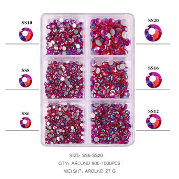 1440 τμχ Glitter Crystal AB/Clear Rhinestones SS3-SS20 Non Hotfix FlatBack Strass Ράψιμο/Ύφασμα/Διακοσμήσεις στρας για νύχια