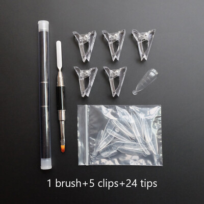 Φόρμες για επέκταση νυχιών με βούρτσα νυχιών με διπλό άκρο UV Gel Κλιπ νυχιών Διπλό καλούπι επέκτασης νυχιών Quick Building Full Cover Συμβουλές νυχιών