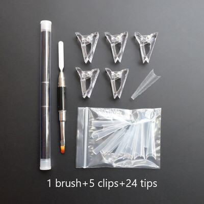 Φόρμες για επέκταση νυχιών με βούρτσα νυχιών με διπλό άκρο UV Gel Κλιπ νυχιών Διπλό καλούπι επέκτασης νυχιών Quick Building Full Cover Συμβουλές νυχιών