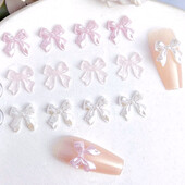 30PCS Pearl Cluster Bow Nail Art Charms Pribor Pink White Bowknot Dodaci Materijali Dekoracija za manikuru Dijelovi za ukrašavanje noktiju