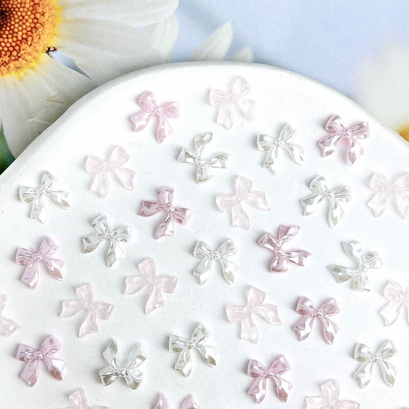 30PCS Pearl Cluster Bow Nail Art Charms Pribor Pink White Bowknot Dodaci Materijali Dekoracija za manikuru Dijelovi za ukrašavanje noktiju