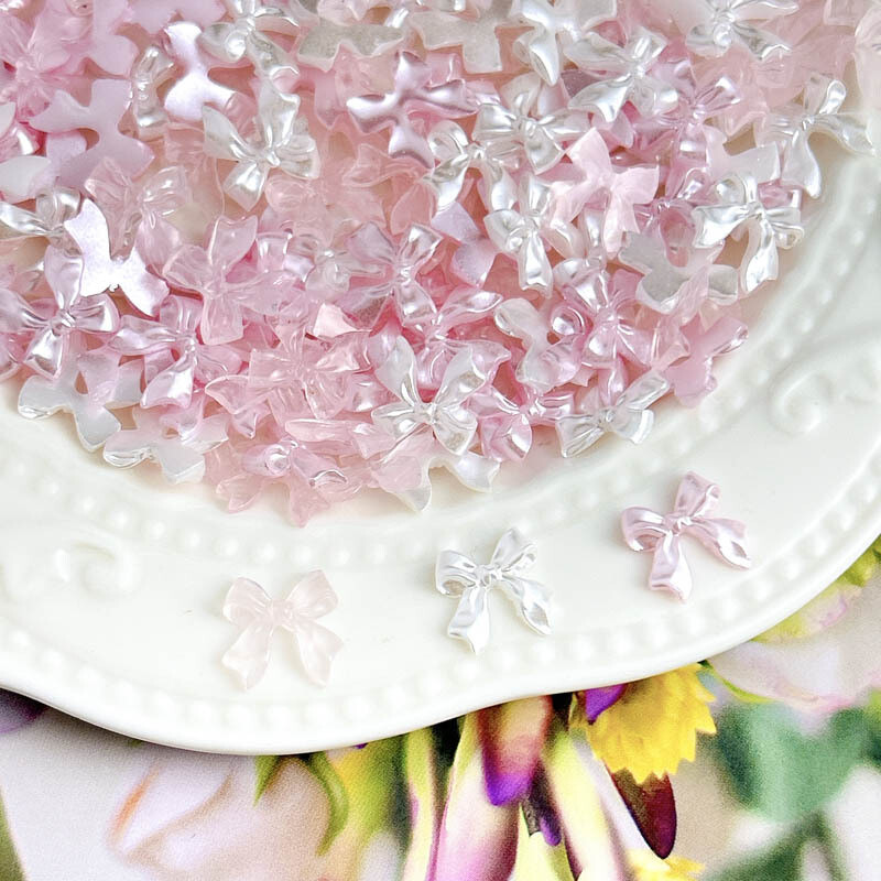 30PCS Pearl Cluster Bow Nail Art Charms Pribor Pink White Bowknot Dodaci Materijali Dekoracija za manikuru Dijelovi za ukrašavanje noktiju
