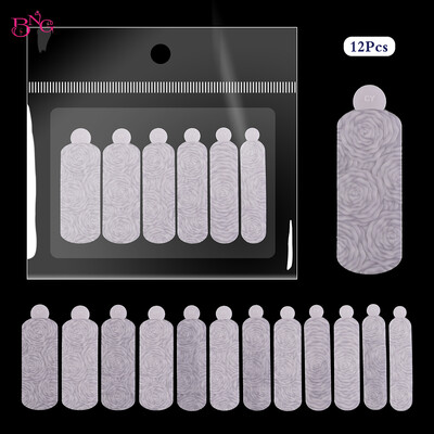 BNG 12Pcs Rose Snowflakes Silikonski kalupi za nokte dvostrukog oblika Stvaranje reljefnog dizajna Kalup za nokte Silikonska naljepnica Jastučići za višekratnu upotrebu