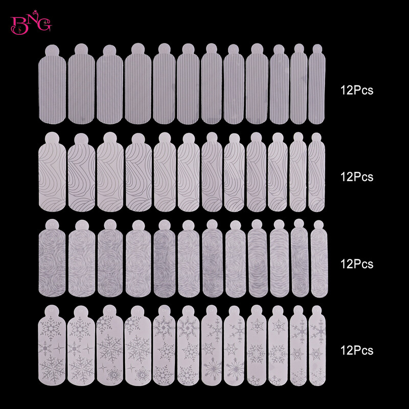 BNG 12Pcs Rose Snowflakes Silikonski kalupi za nokte dvostrukog oblika Stvaranje reljefnog dizajna Kalup za nokte Silikonska naljepnica Jastučići za višekratnu upotrebu