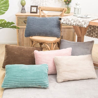 1pcs 30x50cm Corduroy Flannel Fleece Stripe Pillowcase Rectangular Decorative Pillow Cover Case Sofa Couch Chair Cushion Covers