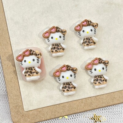 20 τμχ Νέο μοτίβο Hello Kitty Cartoon Αξεσουάρ νυχιών Χαριτωμένα γυαλιά Love KT Cat Bow DIY Διακοσμητικό γούρι νυχιών