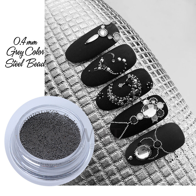 Male mikro perle od nehrđajućeg čelika 0,4 mm za ukrašavanje noktiju, metalne Y2K nokte s klinovima, perle od kavijara, srebrno zlatno sivi pribor