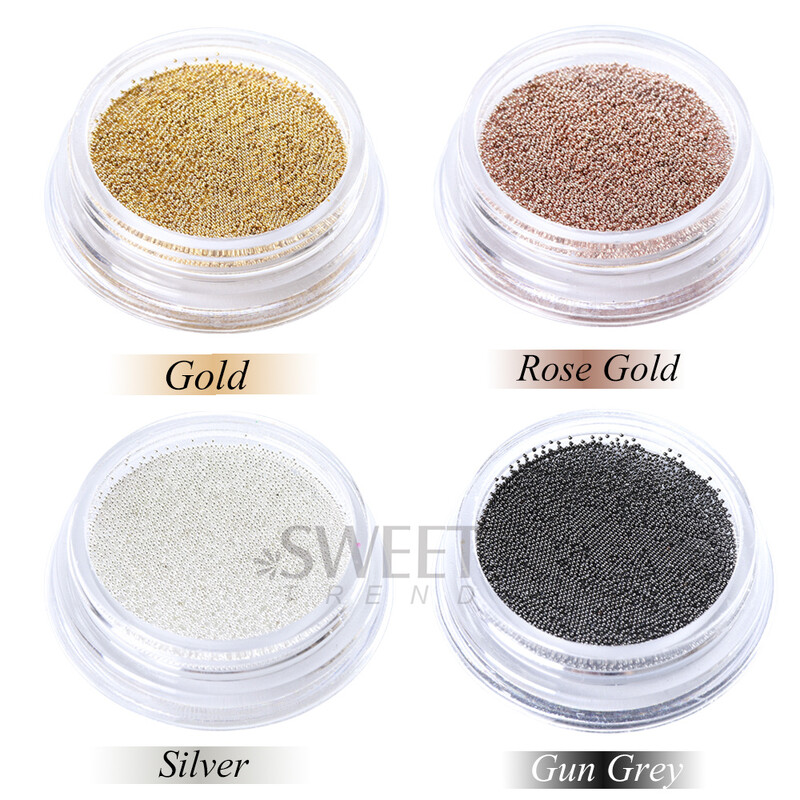Male mikro perle od nehrđajućeg čelika 0,4 mm za ukrašavanje noktiju, metalne Y2K nokte s klinovima, perle od kavijara, srebrno zlatno sivi pribor