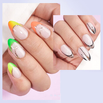 Almond Nails Form For Quick Extension Top Forms Tips Μούχλα Building Poly UV Gel Dual Nail Forms Artificial Art Fake Tips 60Pcs