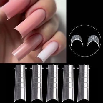 Almond Nails Form For Quick Extension Top Forms Tips Μούχλα Building Poly UV Gel Dual Nail Forms Artificial Art Fake Tips 60Pcs