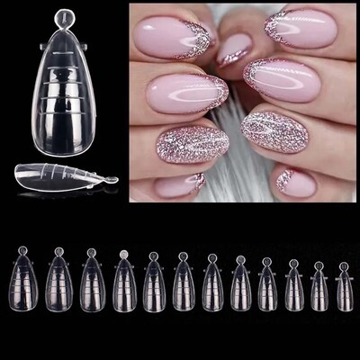 Almond Nails Oblik za brzo produžavanje Top Forms Savjeti Plijesan za izgradnju Poli UV gel Dual Nail Forme Umjetni umjetnički lažni vrhovi 60kom