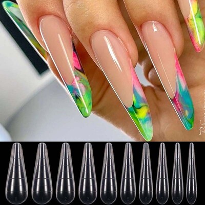 Almond Nails Oblik za brzo produžavanje Top Forms Savjeti Plijesan za izgradnju Poli UV gel Dual Nail Forme Umjetni umjetnički lažni vrhovi 60kom