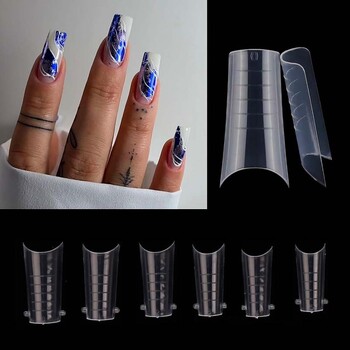 Poly Nail Gel Forms Nail Molds Full Cover Arch Square Dual Nail Forms Extension False Nail Tips for Manicure Tools Manicure 60Pc