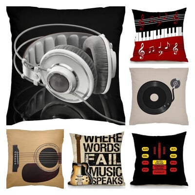 Retro Speaker Piano Rock Black White Cushion Cover Home Sofa Chair Pillow   Music Pop Band