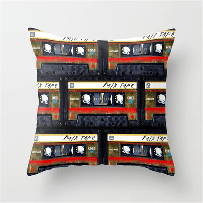 Ρετρό Speaker Piano Rock Μαύρο Λευκό Κάλυμμα Μαξιλαριού Καναπέ Μαξιλάρι Μουσικής Pop Band