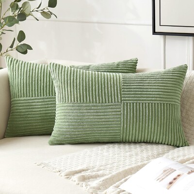 Smeđe navlake za jastuke 12x20 inča Pravokutne jastučnice Patchwork teksturirana prugasta samtasta jastučnica za kauč