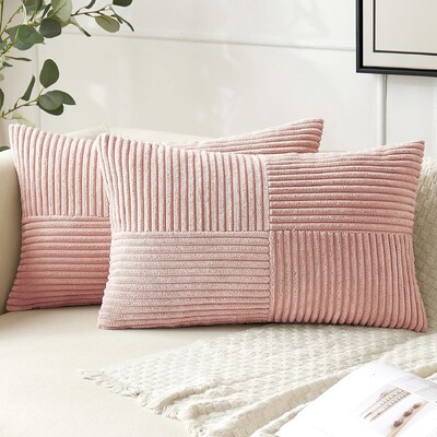 Smeđe navlake za jastuke 12x20 inča Pravokutne jastučnice Patchwork teksturirana prugasta samtasta jastučnica za kauč