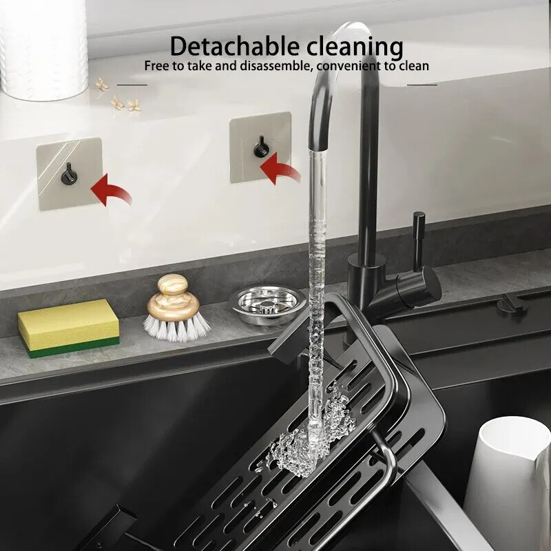 1 kom Kuhinjski aluminijski odvodni stalak Polica Košara Organizator Kuhinjski dodaci Spužva za pohranu Držač slavine Ocjeđivač za sapun 1 kom K