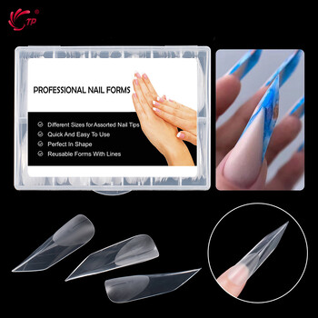 TP New 120pcs Dual Forms Καλούπι για νύχια Πλήρες κάλυμμα Quick Poly Building Gel Mold Nail Art Form Extension False Tips Καλούπι για μανικιούρ Top