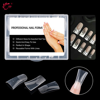 TP New 120pcs Dual Forms Καλούπι για νύχια Πλήρες κάλυμμα Quick Poly Building Gel Mold Nail Art Form Extension False Tips Καλούπι για μανικιούρ Top