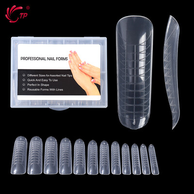 TP New 120pcs Dual Forms Καλούπι για νύχια Πλήρες κάλυμμα Quick Poly Building Gel Mold Nail Art Form Extension False Tips Καλούπι για μανικιούρ Top