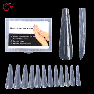 TP New 120pcs Dual Forms Καλούπι για νύχια Πλήρες κάλυμμα Quick Poly Building Gel Mold Nail Art Form Extension False Tips Καλούπι για μανικιούρ Top