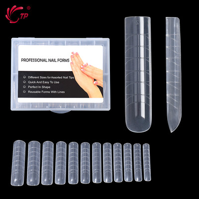 TP New 120pcs Dual Forms Καλούπι για νύχια Πλήρες κάλυμμα Quick Poly Building Gel Mold Nail Art Form Extension False Tips Καλούπι για μανικιούρ Top