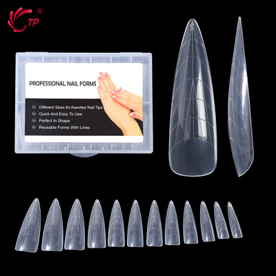 TP New 120pcs Dual Forms Καλούπι για νύχια Πλήρες κάλυμμα Quick Poly Building Gel Mold Nail Art Form Extension False Tips Καλούπι για μανικιούρ Top