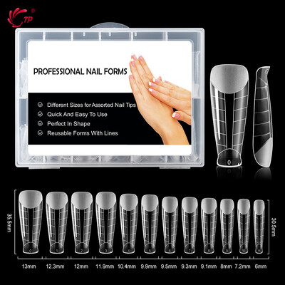 TP New 120pcs Dual Forms Καλούπι για νύχια Πλήρες κάλυμμα Quick Poly Building Gel Mold Nail Art Form Extension False Tips Καλούπι για μανικιούρ Top