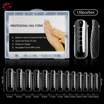 TP New 120pcs Dual Forms Καλούπι για νύχια Πλήρες κάλυμμα Quick Poly Building Gel Mold Nail Art Form Extension False Tips Καλούπι για μανικιούρ Top