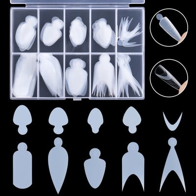 TP 60/120 бр. Силиконова форма за френски нокти за многократна употреба за Duet System Nail Dual Form Nail Gulde Line Forma Sticker за френски маникюр