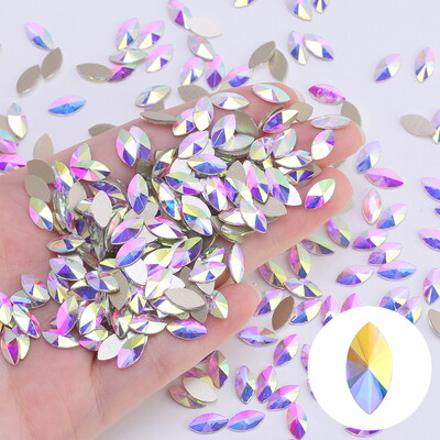 K9 100 τμχ AB διακοσμητικό νυχιών με διαμάντι σε σχήμα ψευδαίσθησης με διαμάντι σταγόνα νερού με διαμάντι αλογομάτι διαμάντι διακόσμηση νυχιών με επίπεδη βάση