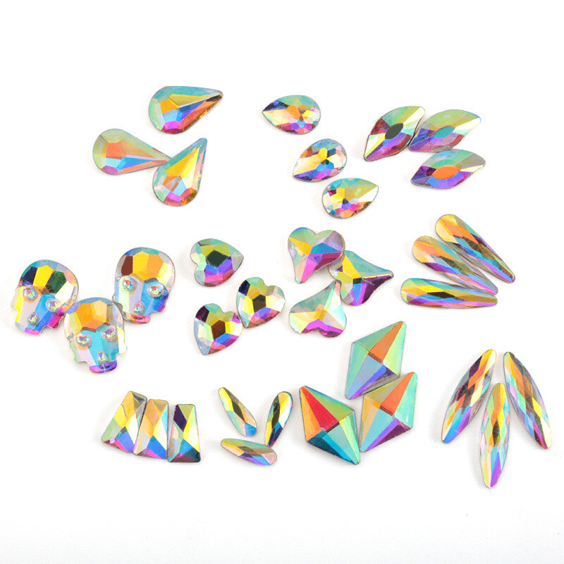 K9 100 τμχ AB διακοσμητικό νυχιών με διαμάντι σε σχήμα ψευδαίσθησης με διαμάντι σταγόνα νερού με διαμάντι αλογομάτι διαμάντι διακόσμηση νυχιών με επίπεδη βάση